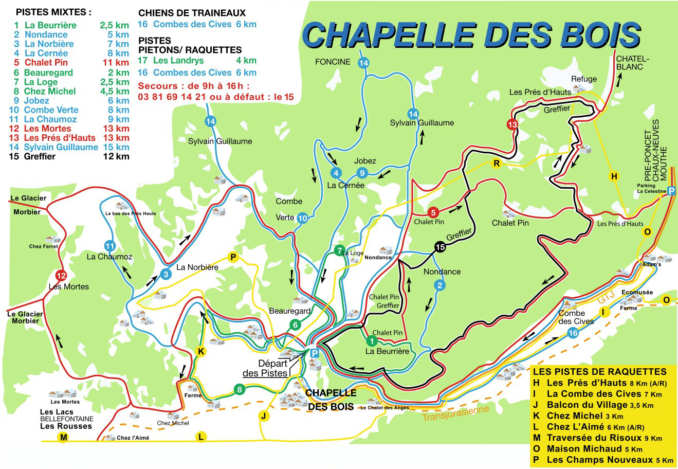 Plan des pistes, Chapelle des Bois – LES CAMPANELLES